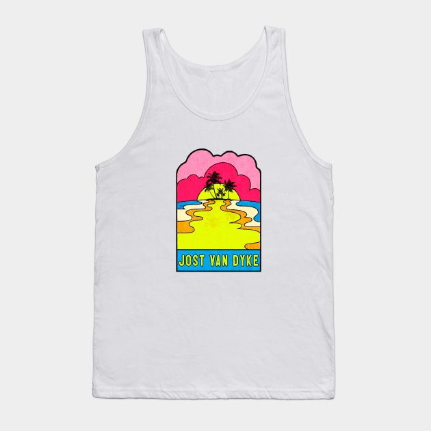 Jost Van Dyke Groovy Sunset 70's Hippie Hippy Vintage British Virgin Islands Tank Top by DD2019